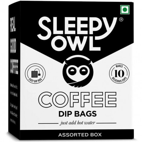 Sleepy Owl Coffee-Assorted Dip Bags glass
