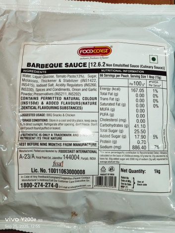 FOODCOAST-BARBEQUE SAUCE 1KG