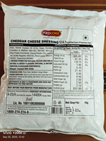 FOODCOAST-CHEADDAR CHEESE DRESSING 1KG