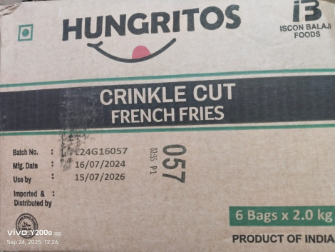 HUNRITOS-CRINKLE CUT FRENCH FRI 2KGX6PKT